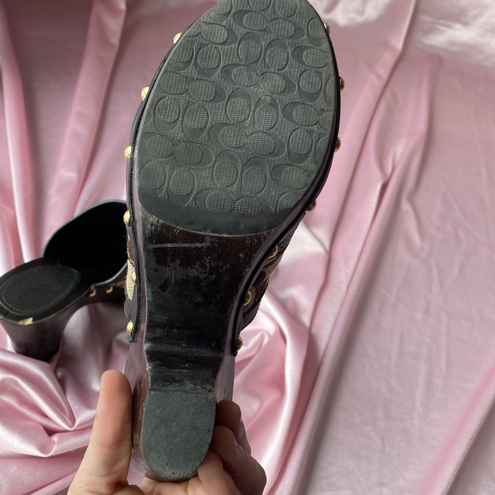 Coach Chunky Patchwork Wooden Mules size 8.5 - Picture 6 of 10